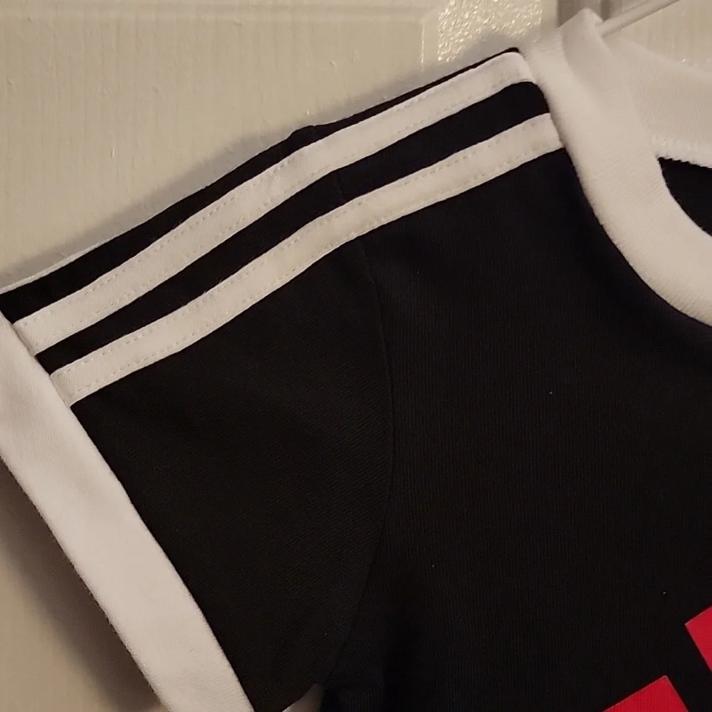 NWT, Adidas 6M, one piece romper, black and white.